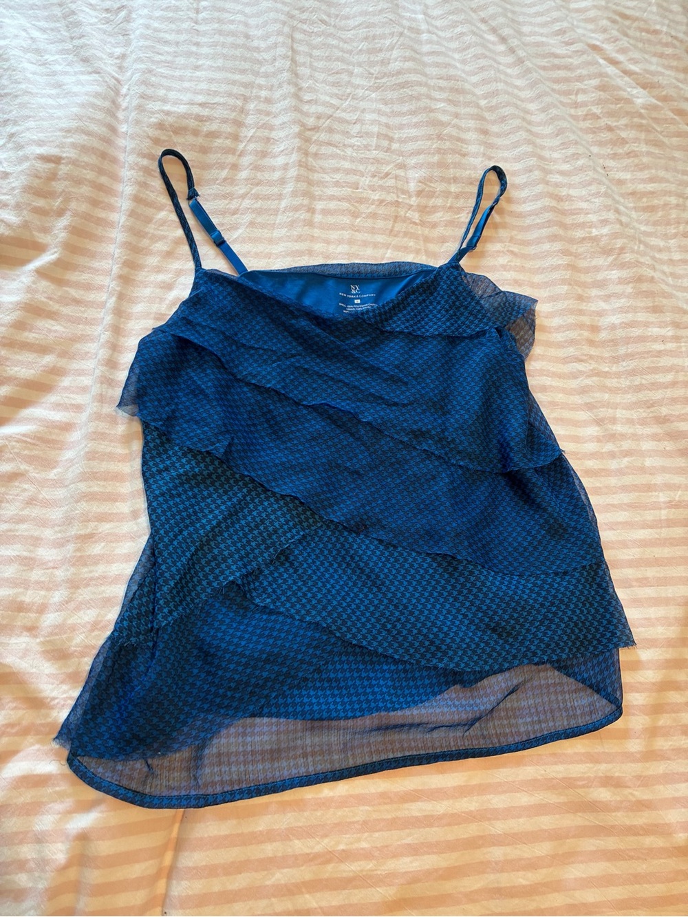 New York & Company Navy Layered Ruffle Spaghetti Strap Camisole